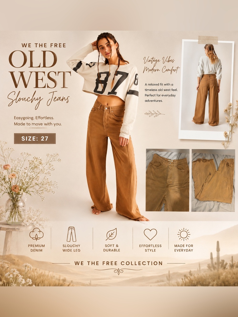 Free People  High-Rise Wide-Leg Flare Jeans also in black worn once